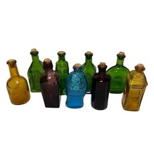 Colorful Vintage Wheaton-style Glass Bitters Bottles Set